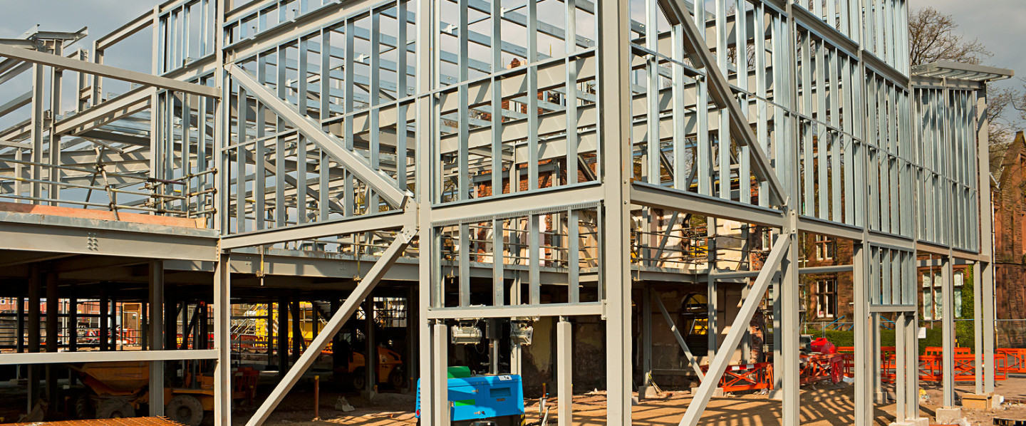 metal framework of an in progress building